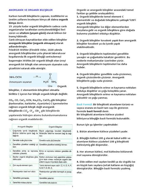 organik bileşikler pdf